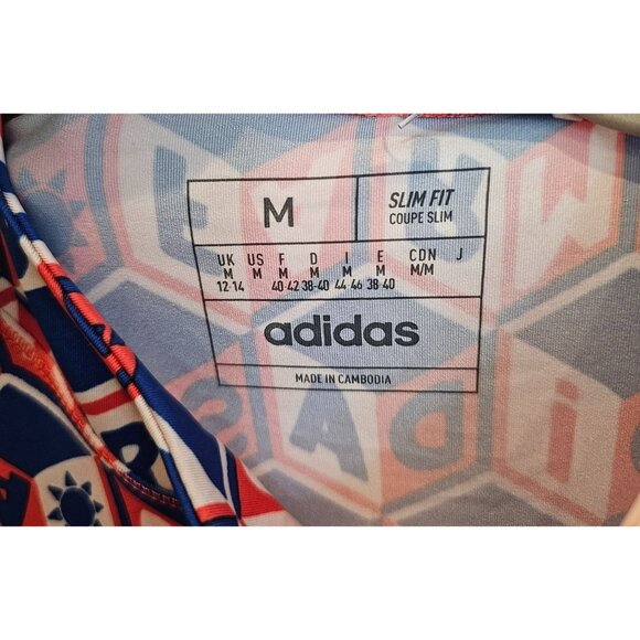 Adidas x Farm Rio Crop Long Sleeve Train Shirt Blue Red Kaleidoscope Size M NWT - Picture 7 of 13